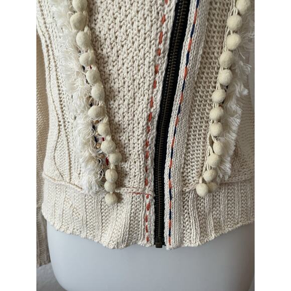 Anthropologie Sweater Angel of the North Cardigan Pom Pom Fringe - Picture 6 of 16